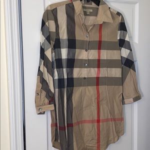 BURBERRY BRIT plaid logo print polo cotton shirt